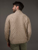 Mens Merino Aran Button Collar Sweater - Wicker