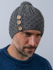 Merino Honeycomb Pom Pom Hat  - Grey