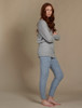 Wool Cashmere Aran Cable Leggings - Sky