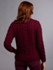 Rope Cable Crew Aran Sweater - Claret