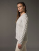 Lattice Cable V Neck Sweater - Silver