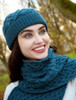 Super Soft Heart Design Aran Scarf - Teal