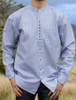 Grandfather Shirt - Blue Stripe