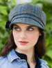 Ladies Tweed Newsboy Hat - Green Navy & Brown Plaid