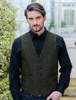 Irish Tweed Herringbone Waistcoat - Forest Green