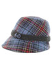 Ladies Tweed Clodagh Cap - Blue Red Plaid