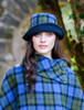 Ladies Tweed Clodagh Cap - Blue Green Plaid