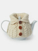 Aran Cable Knit Tea Cosy With Buttons -Natural White