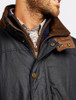 Carrickfergus Men's Waxed Jacket - Navy - Close Up