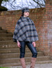 Ladies Tweed Newsboy Hat - Grey & Black Plaid