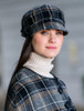 Ladies Tweed Newsboy Hat - Grey & Black Plaid