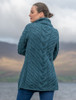 Ladies Super Soft Long Cable Knit Aran Cardigan  - Irish Sea - Back