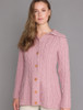 Super Soft Luxury Button-Up Flared Aran Cardigan - Winter Rose