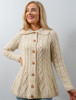 Super Soft Luxury Button-Up Flared Aran Cardigan - Natural white