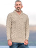 Men's Shawl Collar Aran Sweater - Oatmeal