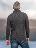 Men's Shawl Collar Aran Sweater - Charcoal