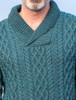 Men's Shawl Collar Aran Sweater - Peacock