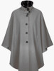 Cashmere Wool Cape With Faux Fur Collar - Middle Grey