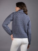 Patchwork Cardigan with Collar - Denim