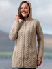 Hooded Coatigan with Celtic Knot Zipper Pull - Parsnip 