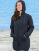 Hooded Coatigan with Celtic Knot Zipper Pull - Charcoal