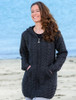 Hooded Coatigan with Celtic Knot Zipper Pull - Charcoal