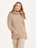 Aran Cowl Neck Tunic Sweater - Wicker