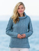 Aran Cowl Neck Tunic Sweater - Misty Marl