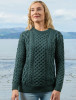 Heavyweight Merino Wool Aran Sweater - Evergreen 