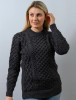 Heavyweight Merino Wool Aran Sweater - Charcoal Marl 