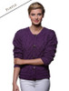 Aran Cable Knit Cardigan - Purple