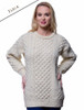 Women's Heavyweight Traditional Aran Wool Sweater - Fleck