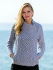 Cable Knit Jacket with Celtic Knot Side Zip - Soft Grey