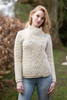 Cable Knit Jacket with Celtic Knot Side Zip - Natural White