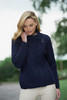 Cable Knit Jacket with Celtic Knot Side Zip - Navy