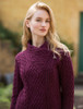 Cable Knit Jacket with Celtic Knot Side Zip - Wine