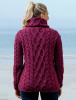 Womens Turtleneck Cable Knit Sweater -Purple