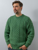 Men's Merino Aran Sweater - Kiwi