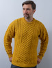 Men's Merino Aran Sweater - Sunflower Yellow