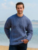 Men's Merino Aran Sweater - Denim