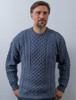 Men's Merino Aran Sweater - Denim