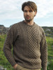 Men's Merino Aran Sweater - Brown Marl