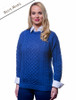 Women's Merino Aran Sweater - Blue Marl