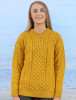 Women's Merino Aran Sweater - Sunflower Yellow 