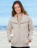 Double Collar Zip Merino Aran Cardigan - Parsnip