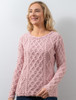 Lambay Aran Sweater for Women - Pale Pink