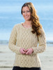 Lambay Aran Sweater for Women - Oatmeal