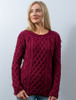 Lambay Aran Sweater for Women - Claret