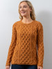 Lambay Aran Sweater for Women - Golden Ochre