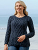 Lambay Aran Sweater for Women - Navy